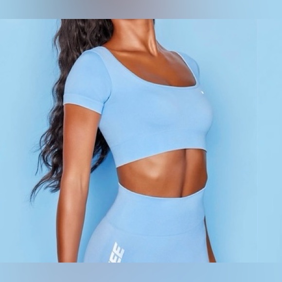 Oh Polly Tops - Oh Polly Light Blue Crop Top